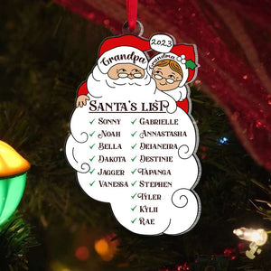 Santa's List, Gift For Grandkids, Personalized Acrylic Ornament, Grandparents Santa List Ornament, Christmas Gift - Ornament - GoDuckee