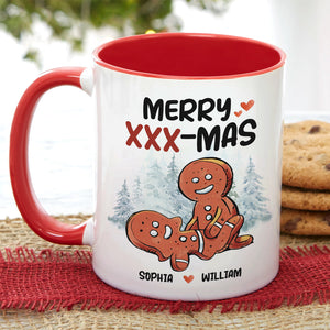 Funny Couple Merry XXX Mas, Personalized Accent Mug, Gifts For Him - Gifts For Her - Coffee Mug - GoDuckee
