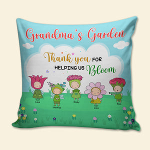 Grandma's Garden, Gift For Grandma, Personalized Pillow, Flower Grandkids Pillow - Pillow - GoDuckee
