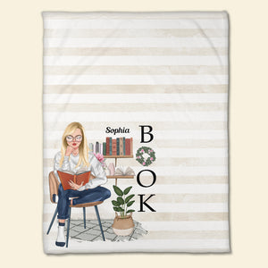 Reading Book Girl, Personalized Blanket, Book Girl, Gifts For Girl - Blanket - GoDuckee