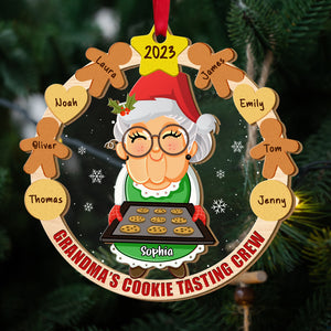 Grandma's Cookie Tasting Crew, Gift For Grandma, Personalized Ornament, Cookie Grandkids Mixed Ornament, Christmas Gift - Ornament - GoDuckee