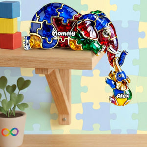 Autism Elephant Mom And Kid Acrylic Plaque - Personalized Gifts For Autism Mom Plaque 04TGTI270226 - Shaped Plaques - GoDuckee