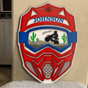 Braap Motocross Helmet Personalized Wooden Art Gift For Motocross Lovers - Wood Sign - GoDuckee
