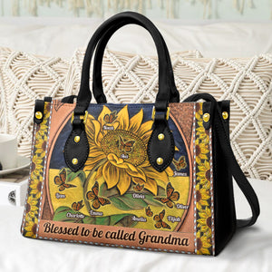 Blessed To Be Called Grandma, Personalized Leather Bag, Gift For Grandma - Leather Bag - GoDuckee