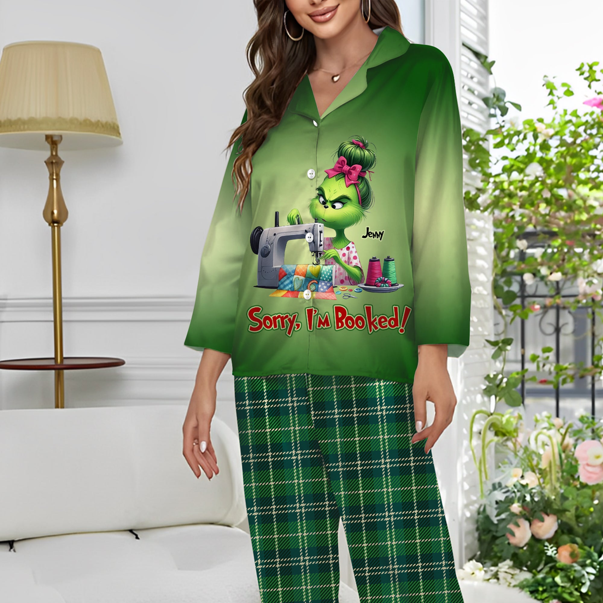 Personalized Gift For Quilter Pajama Set, Busy Sewing Girl 02QHTI121124 - Pajama Set - GoDuckee