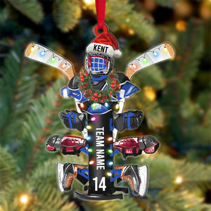 Personalized Hockey Drying Rack Ornament, Christmas Tree Decor for Ice Hockey Players - Ornament - GoDuckee