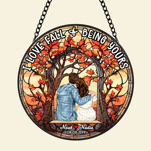 Personalized Gift For Couple, Peaceful Autumn Stained Glass Suncatcher 03QHTI050824TM - Ornament - GoDuckee