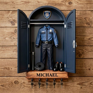 Police Uniform Key Hanger - Personalized Gifts For Police Officer 03toti161225 - Wood Sign - GoDuckee