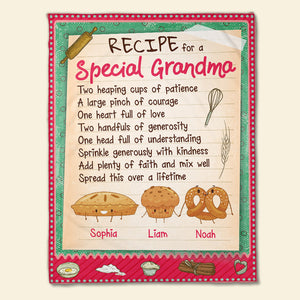 Recipe For A Special Grandma, Personalized Blanket, Cake Grandma, Gift For Grandma - Blanket - GoDuckee