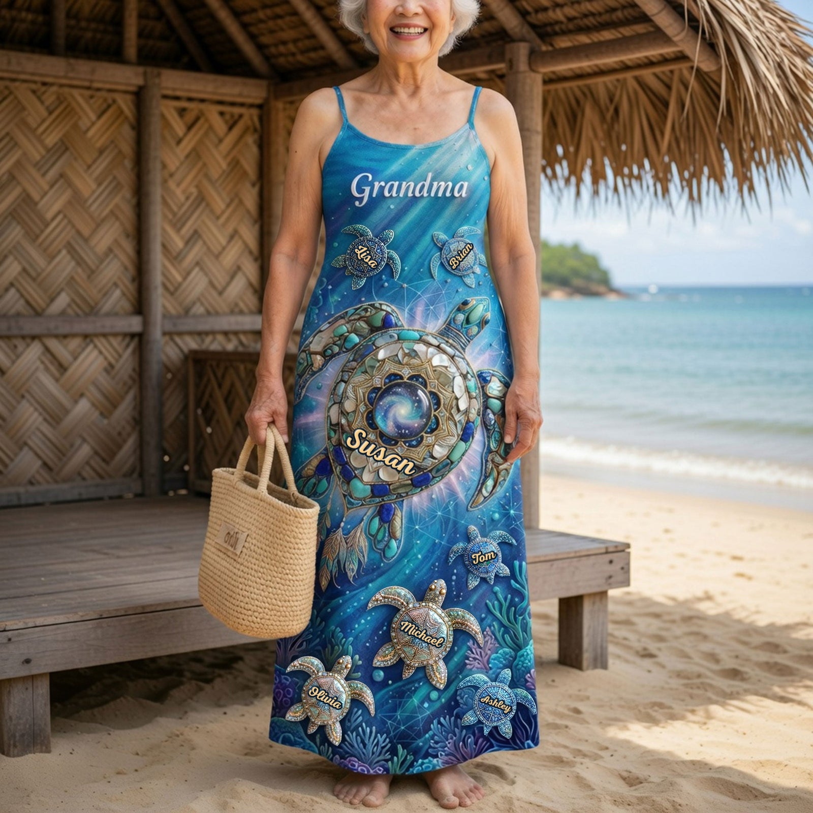 Turtle Grandma And Kids Maxi Dress - Personalized Gifts For Grandma 05HUTI080426 - Dress - GoDuckee