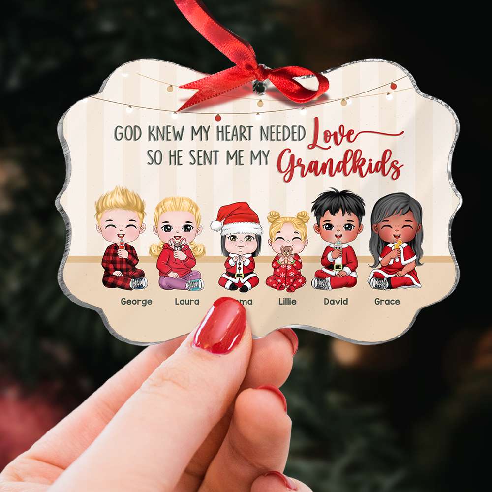 God Knew My Heart Needed Love, Gift For Family, Personalized Acrylic Ornament, Christmas Kids Ornament, Christmas Gift 01ACDT061123HH