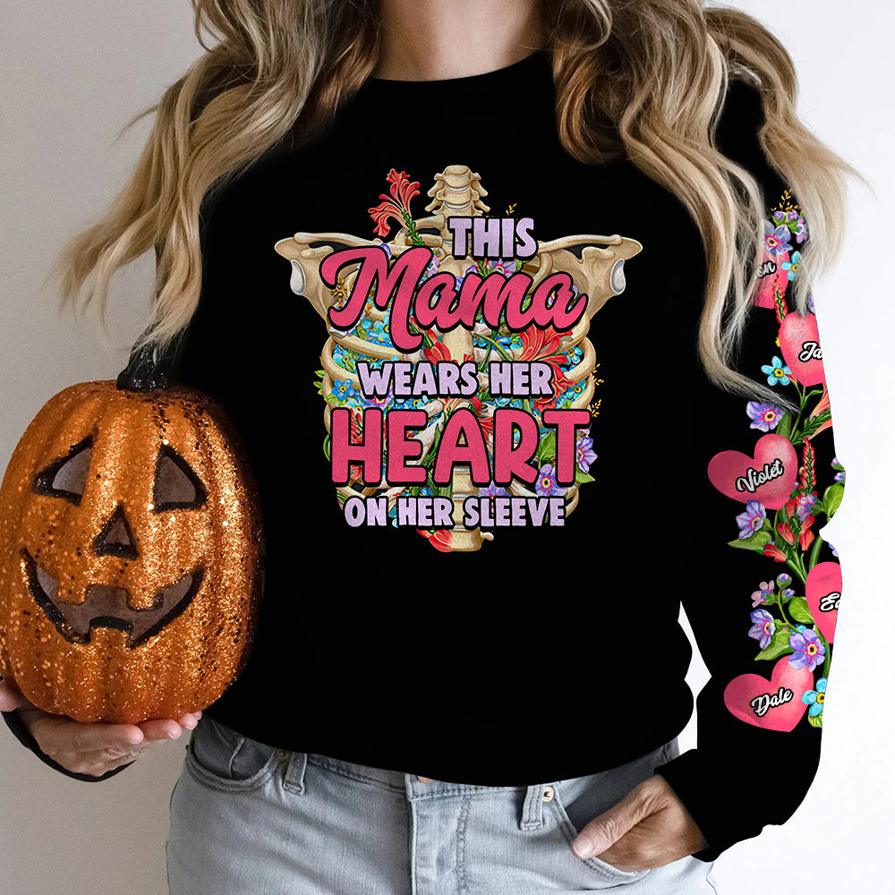 This Aunt Wears Her Heart On Her Sleeve, Personalized Shirt, Gifts For Family - AOP Products - GoDuckee