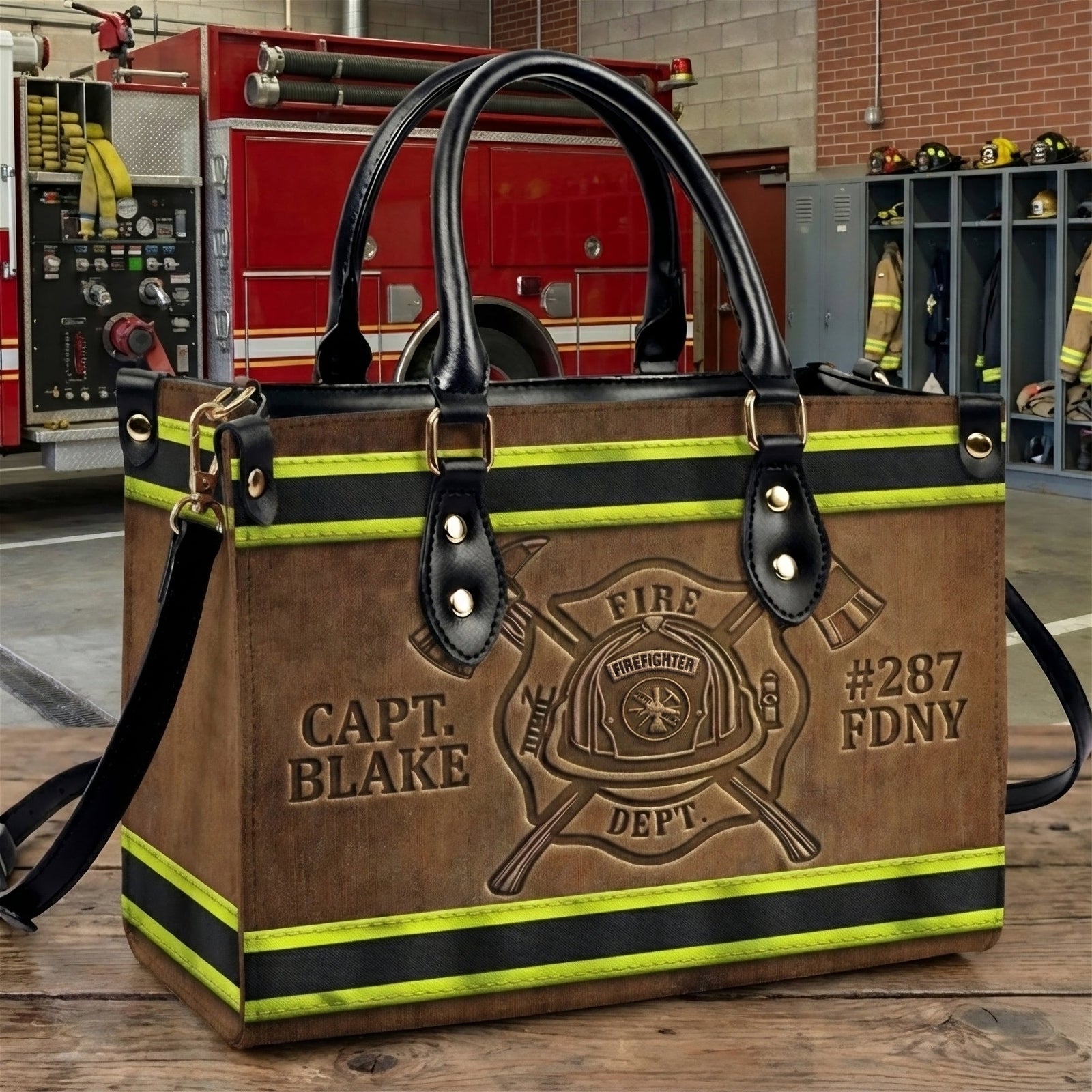 Fire Dept Leather Bag, Personalized Gifts For Female Firefighter & Firefighter Wife 02qhti151225 - Leather Bag - GoDuckee