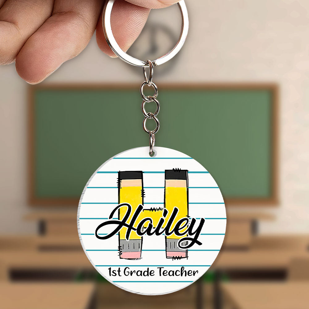 Personalized Teacher Keychain, Custom Letters, Gift For Teacher - Keychains - GoDuckee