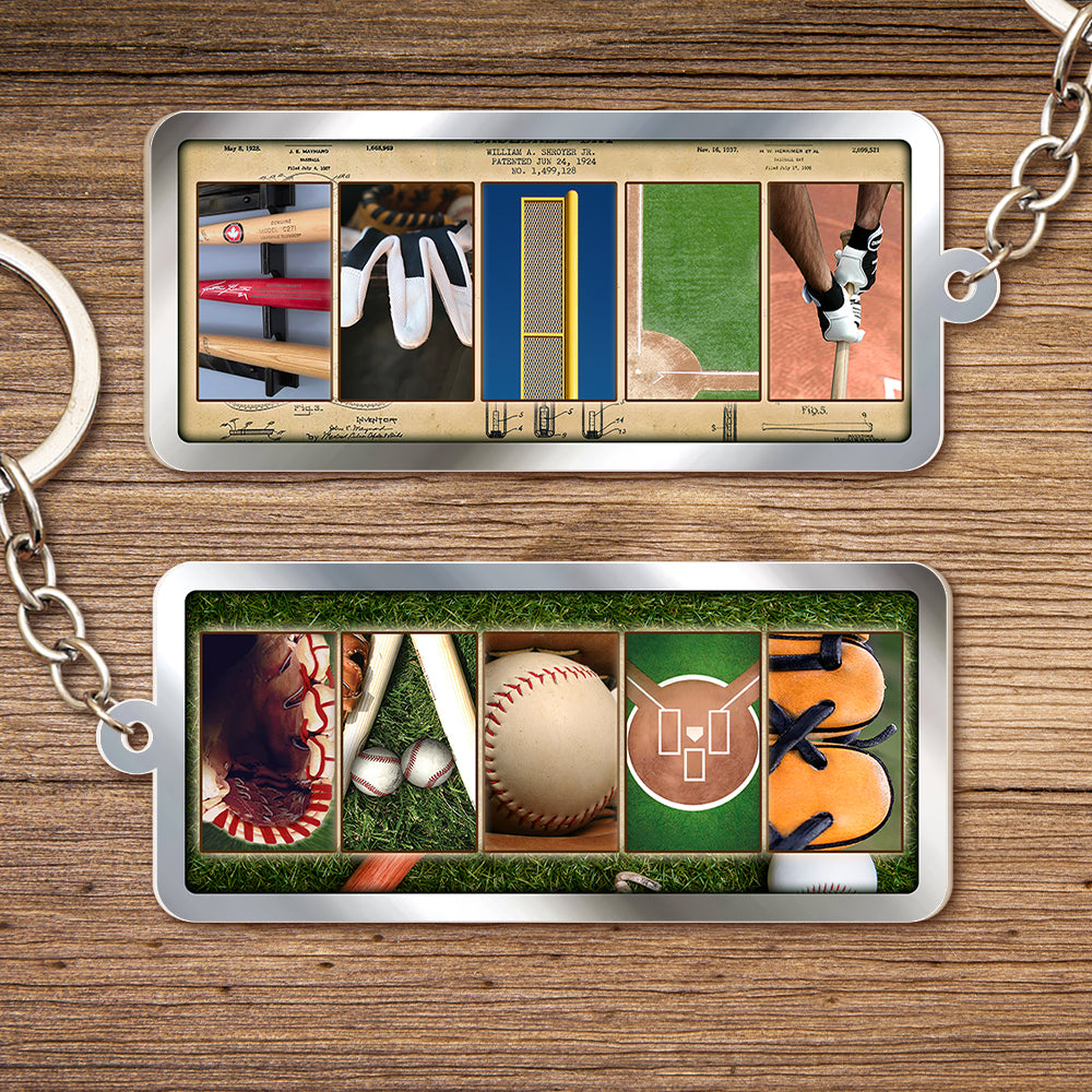 Gift For Baseball Lover, Personalized keychain, Custom Name Art Baseball Keychain - Keychains - GoDuckee