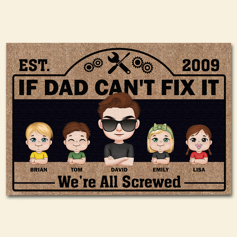 If Dad Can't Fix It Personalized Door Mat, Gift For Dad - Doormat - GoDuckee