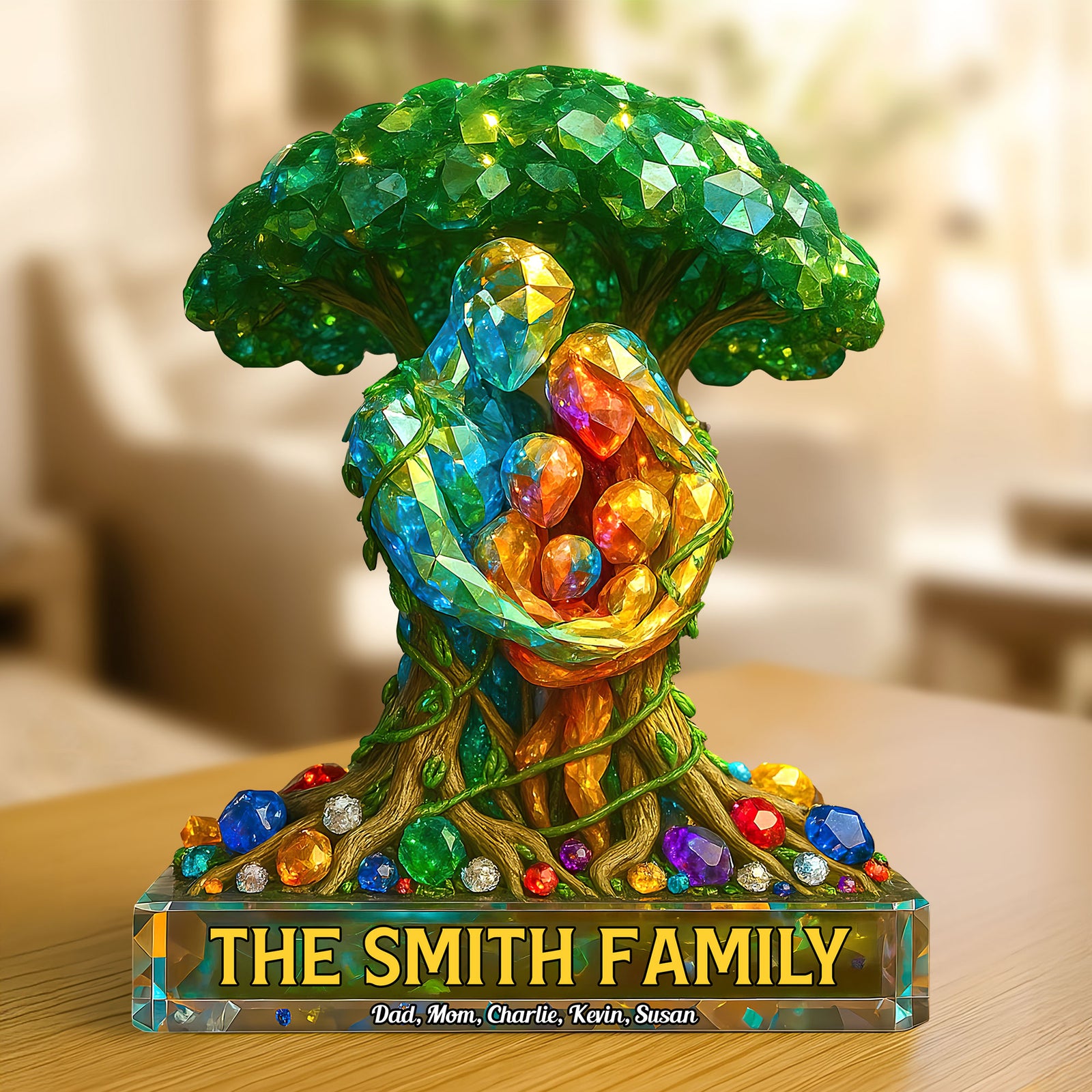 Tree Family Plaque - Personalized Gifts For Family 03huti070525 - Shaped Plaques - GoDuckee