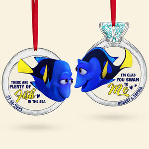 I'm Glad You Swam To Me, Couple Gift, Personalized Acrylic Set Of 2 Ornament, Fish Couple Ornament, Christmas Gift 05TOTI111023 - Ornament - GoDuckee