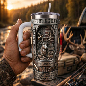 Proud Hunting Dad 40oz Tumbler With Handle, Personalized Gifts For Hunting Dads 04qhti280426 - Tumbler Cup - GoDuckee
