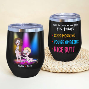 You're Amazing, Personalized Wine Tumbler, Butt Addiction, Gifts For Couple - Wine Tumbler - GoDuckee