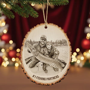 Custom Photo Engraved Effect Wood Ornament, Personalized Gifts For Fishing Lovers 04qhti071025 - Ornament - GoDuckee