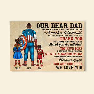 Our Dear Super Dad, We Love You - Personalized Canvas Poster Print - Gift For Dad - Poster & Canvas - GoDuckee