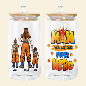 Personalized Gifts For Mom Glass Can Mom You Are Our Superhero 07ACTI220324HH - Drinkware - GoDuckee