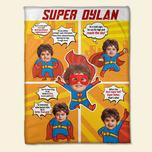 Super Kid, Personalized Blanket, Custom Photo Kid Comic Blanket 06QHTI011223 - Blanket - GoDuckee