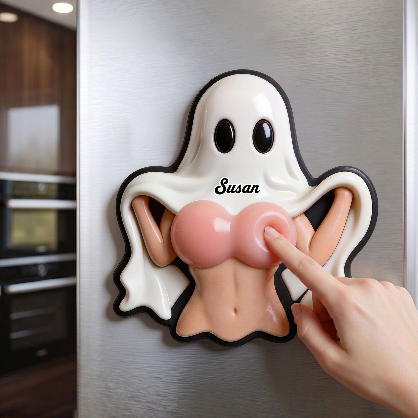 Naughty Ghost Anti-collision Acrylic Fridge Magnet Personalized Gifts For Couple 01HUTI220626 - Fridge Magnet - GoDuckee
