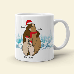 Hugging Is A Silent Way, Gift For Family, Personalized Mug, Winter Bear Family Mug, Christmas Gift - Coffee Mug - GoDuckee