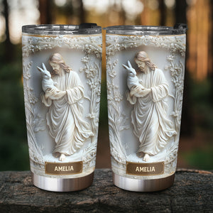 Personalized Gifts For Christian Tumbler, Jesus Hugs Bunny 04tgti180225 - Tumbler Cup - GoDuckee