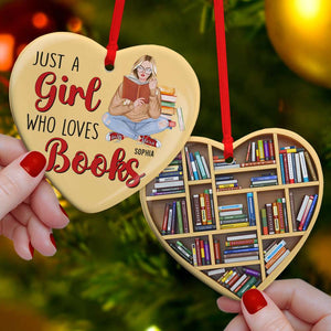 Just A Girl Who Loves Books, Personalized Ceramic Ornament, Christmas Gift For Book Lovers - Ornament - GoDuckee