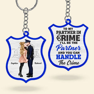 I'll The Partner And You Can Handle The Crime, Personalized Police Couple Keychain, Kissing Keychain - Keychains - GoDuckee