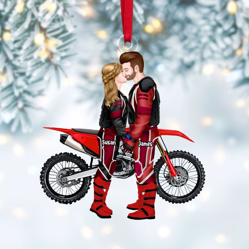 Personalized Gift For Couple Christmas Ornament Motorcross Couple 014ACTI111124PA - Ornament - GoDuckee