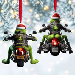 Personalized Christmas Gifts Green Monster On A Motorcycle Acrylic Ornament 02OHTI251124 - Ornament - GoDuckee