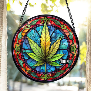 Personalized Gifts For Weed Lovers Stained Glass 02toti040924 - Ornament - GoDuckee