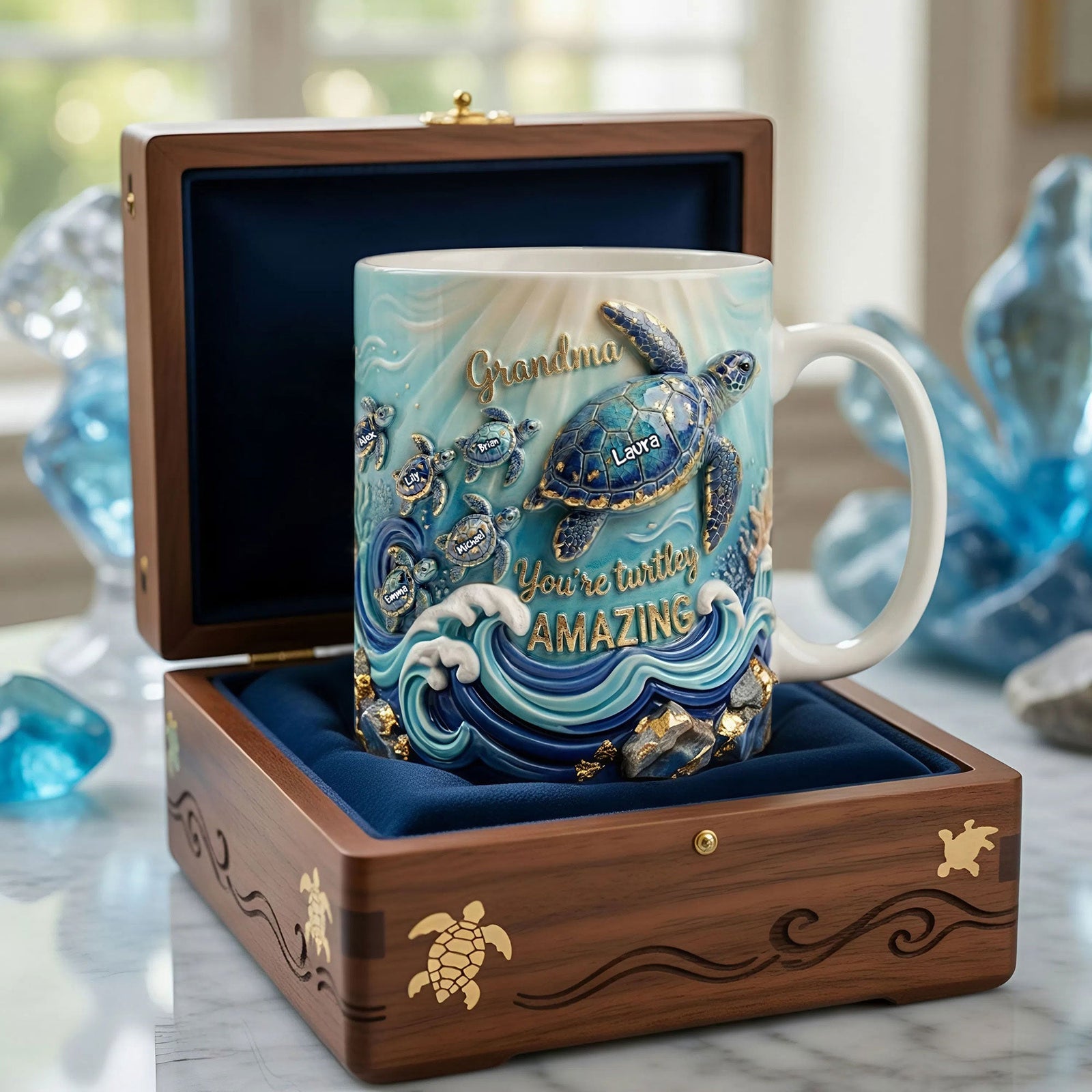 Turtle Mom and Kids Coffee Mug - Personalized Gifts For Mom 04pati140426