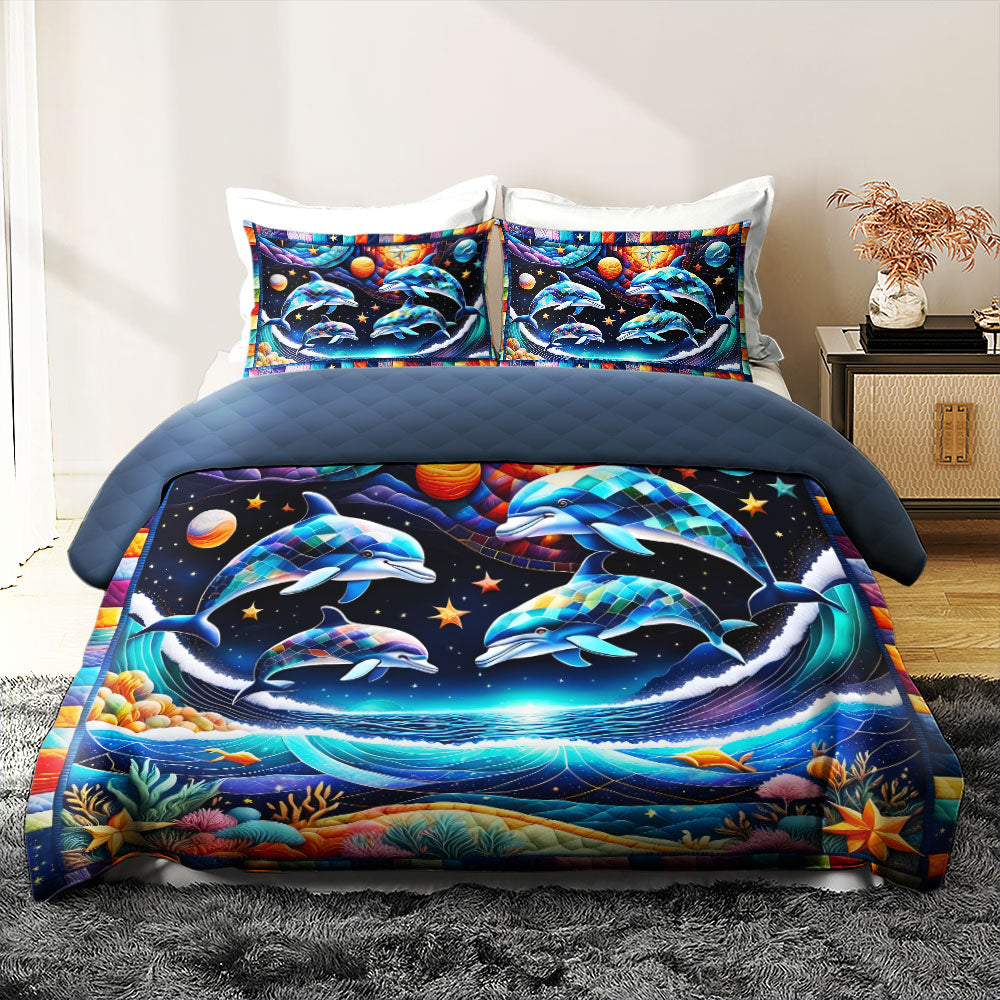 Gifts For Dolphin Lover Quilt Bed Set 044huti220125 - Blanket - GoDuckee