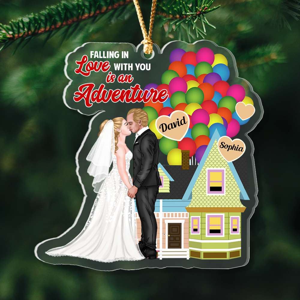 Falling In Love With You Is An Adventure, Personalized Ornament, Wedding Gifts Couple - Ornament - GoDuckee