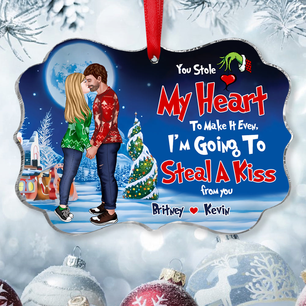 Steal A Kiss 06HTDT270923PA Medallion Acrylic Ornament, Kissing Couple Gifts - Ornament - GoDuckee