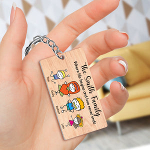 Where Life Begins, Gift For Family, Personalized Keychain, Stick Family Keychain - Keychains - GoDuckee