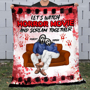 Let's Watch Horror Movie, Couple Gift, Personalized Blanket, Horror Couple Blanket, Halloween Gift 04TOTI280823PA - Blanket - GoDuckee