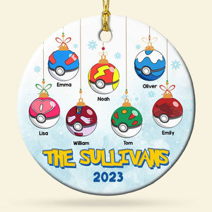 Gift For Family, Personalized Ceramic Ornament, Cartoon Ball Family Ornament, Christmas Gift 01OHTI241023 - Ornament - GoDuckee