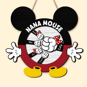 Nana Mouse, Gift For Grandma, Personalized Wood Sign, Family Kid Mouse Hand Wood Sign 05QHTI040423 - Wood Sign - GoDuckee