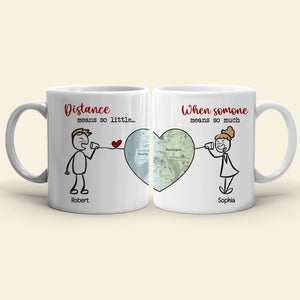 Distance Means So Little - Personalized Couple Mug Set - Gift For Couple - Coffee Mug - GoDuckee