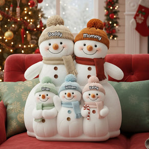 Snowman Family Pillow - Personalized Gifts For Family Christmas Pillow 06TOTI131125 - Pillow - GoDuckee