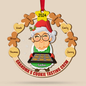 Grandma's Cookie Tasting Crew, Gift For Grandma, Personalized Ornament, Cookie Grandkids Mixed Ornament, Christmas Gift - Ornament - GoDuckee