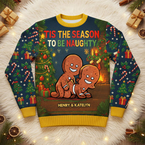 Funny Gingerbread Couple Knitted Ugly Sweater - Personalized Gifts For Couple Christmas Ugly Sweater 01HUTI131125 - Ugly Christmas Sweater - GoDuckee