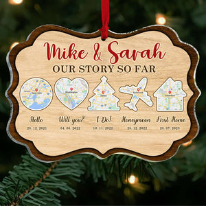 Couple Story Personalized Map Acrylic Ornament, Christmas Gift For Him/Her - Ornament - GoDuckee