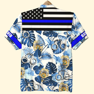Custom Police Badge Hawaiian Shirt 01bhti010822-tt Blue Tree Pattern - Hawaiian Shirts - GoDuckee